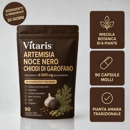 Vitaris 18-in-1 · Elimina Parassiti Nascosti & Larve In Soli 14 Giorni Con Assenzio, Noce Nera & Chiodi Di Garofano