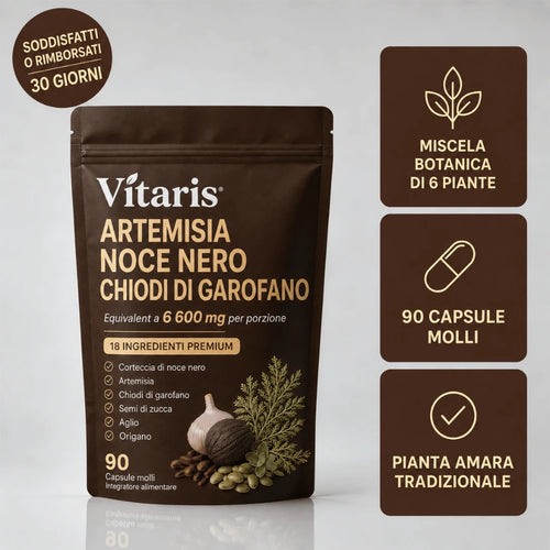Vitaris 18-in-1 · Elimina Parassiti Nascosti & Larve In Soli 14 Giorni Con Assenzio, Noce Nera & Chiodi Di Garofano
