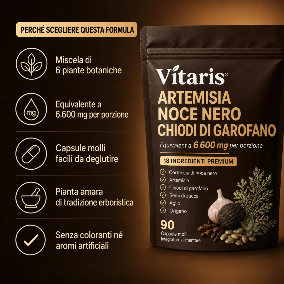 Vitaris 18-in-1 · Elimina Parassiti Nascosti & Larve In Soli 14 Giorni Con Assenzio, Noce Nera & Chiodi Di Garofano