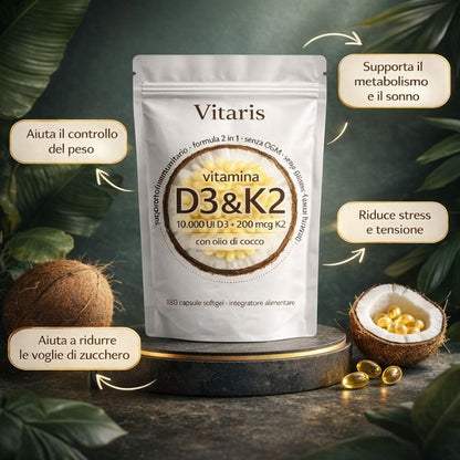 Vitamina D3 & K2 Ad Alta Potenza — Scorta 6 Mesi
